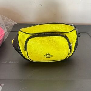 Coach Neon Yellow and Black Leather Waist Bag